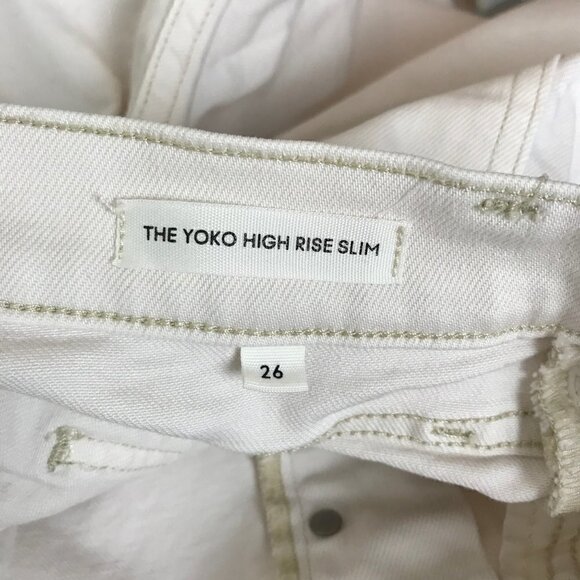 Aritzia Denim Forum White The Yoko High Rise Slim Jeans Raw Hem Size 26 - Picture 8 of 9